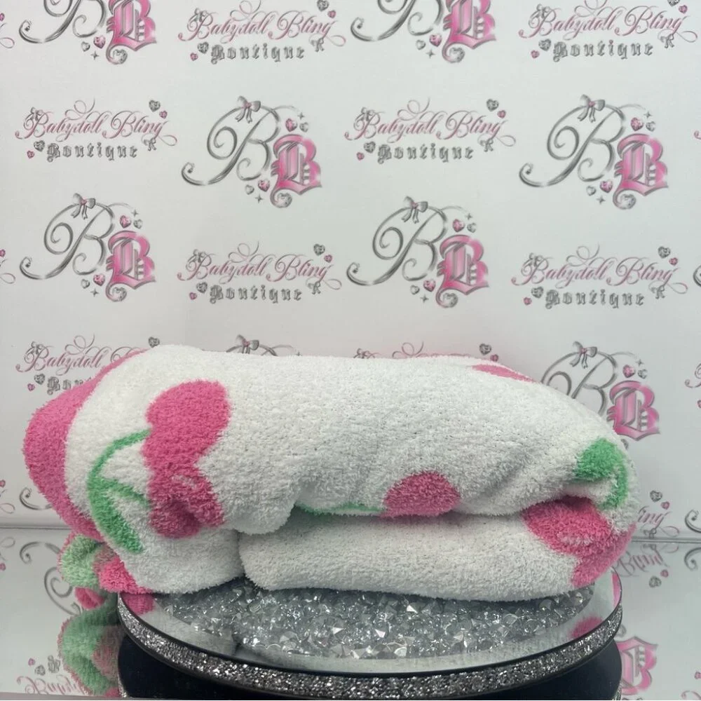 cupcakes & cashmere blanket large size cherries 🍒 Cherry Print luxe soft